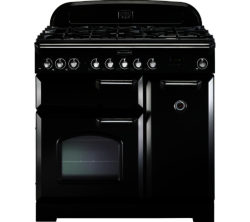 RANGEMASTER  Classic Deluxe 90 Dual Fuel Range Cooker - Black & Chrome